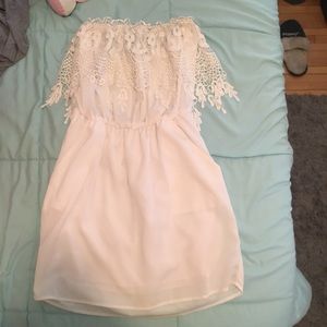 Silky white womens strapless dress